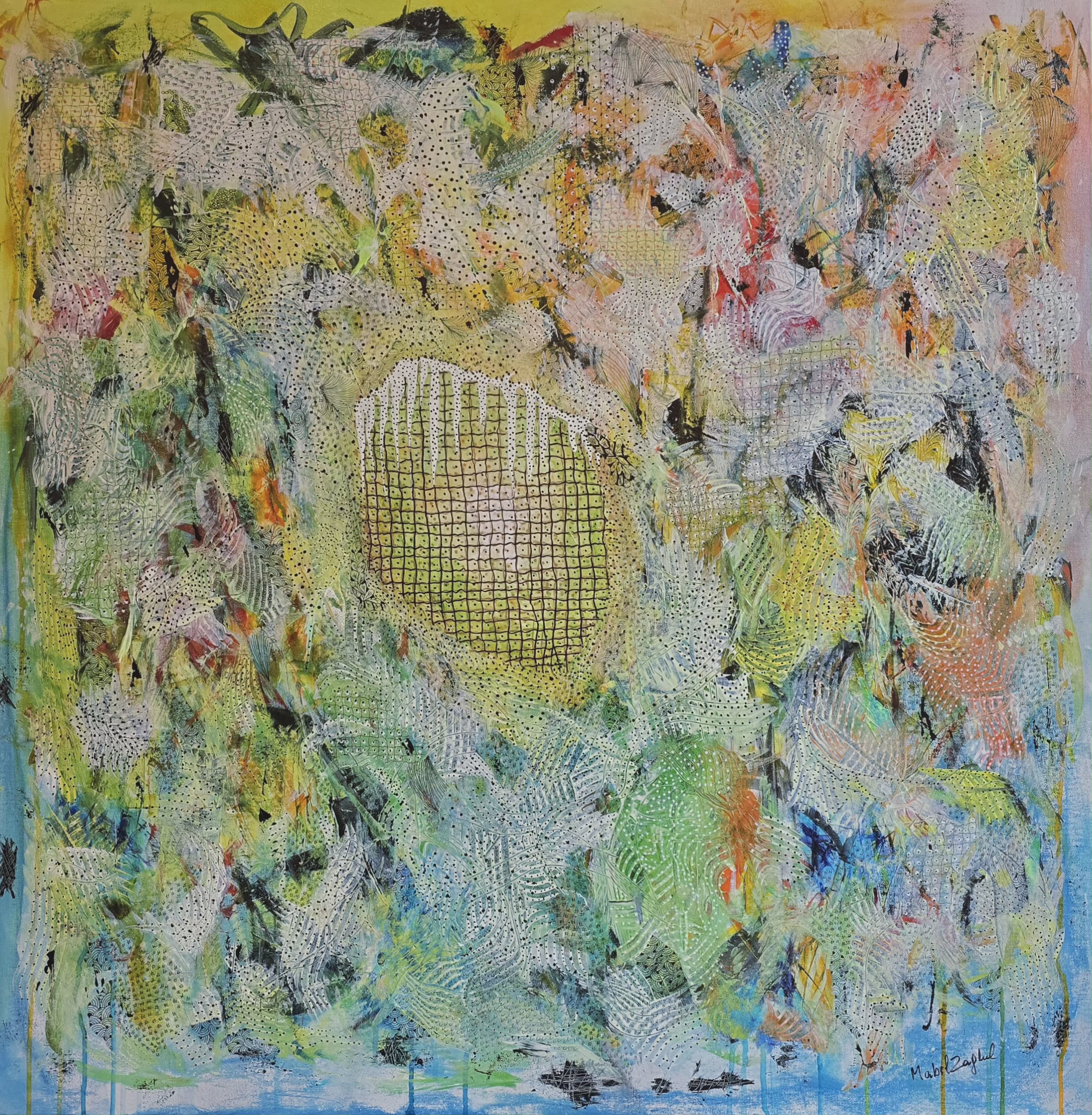 Original Mixed Media Acrylic on Canvas Painting "Awakening" by Mabel Zaglul