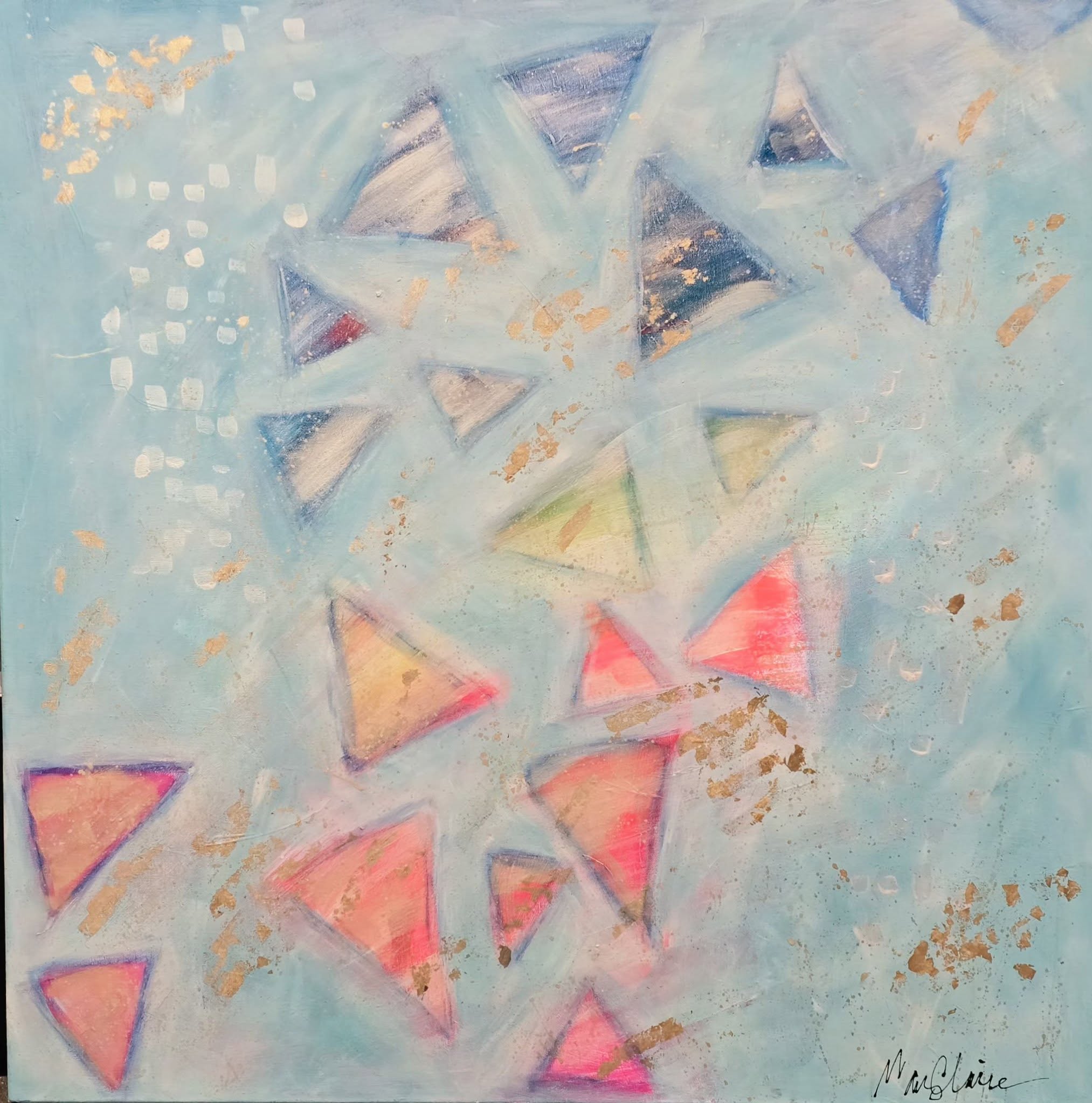 Original Acrylic and Gold Leaf Painting Creative Flow Joy by Mary Claire O'Neal